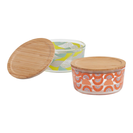 Jen Hewett Glass and Wood Food Storage Container: Green by World Market