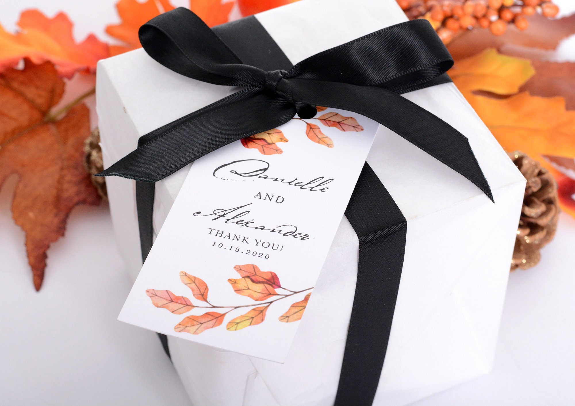 Wedding Favor Tags - Wine Bottle Tags, Box Card, Bag Custom Autumn Hanging #wtg-315