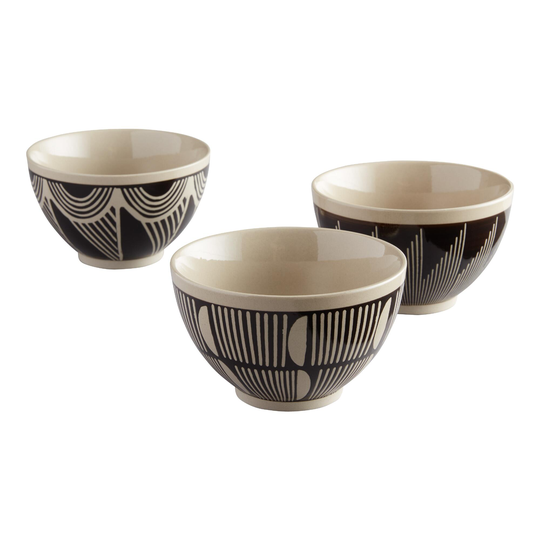 Black And Sand Wax Resist Noodle Bowl Collection by World Market