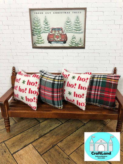 Miniature Dollhouse Christmas Pillows, Hohoho, Scale 112