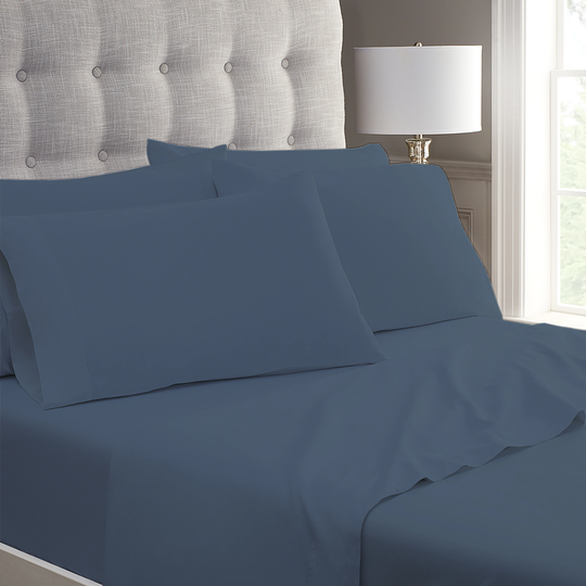 allen + roth King 800-Thread Count Cotton Polyester Blend Blue Bed Sheet | JJ-ICSSK11