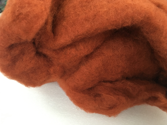 Carded New Zealand Wool 27 Microns, 1Oz Maori Rust Needle Felting, Wet Felting Spinning