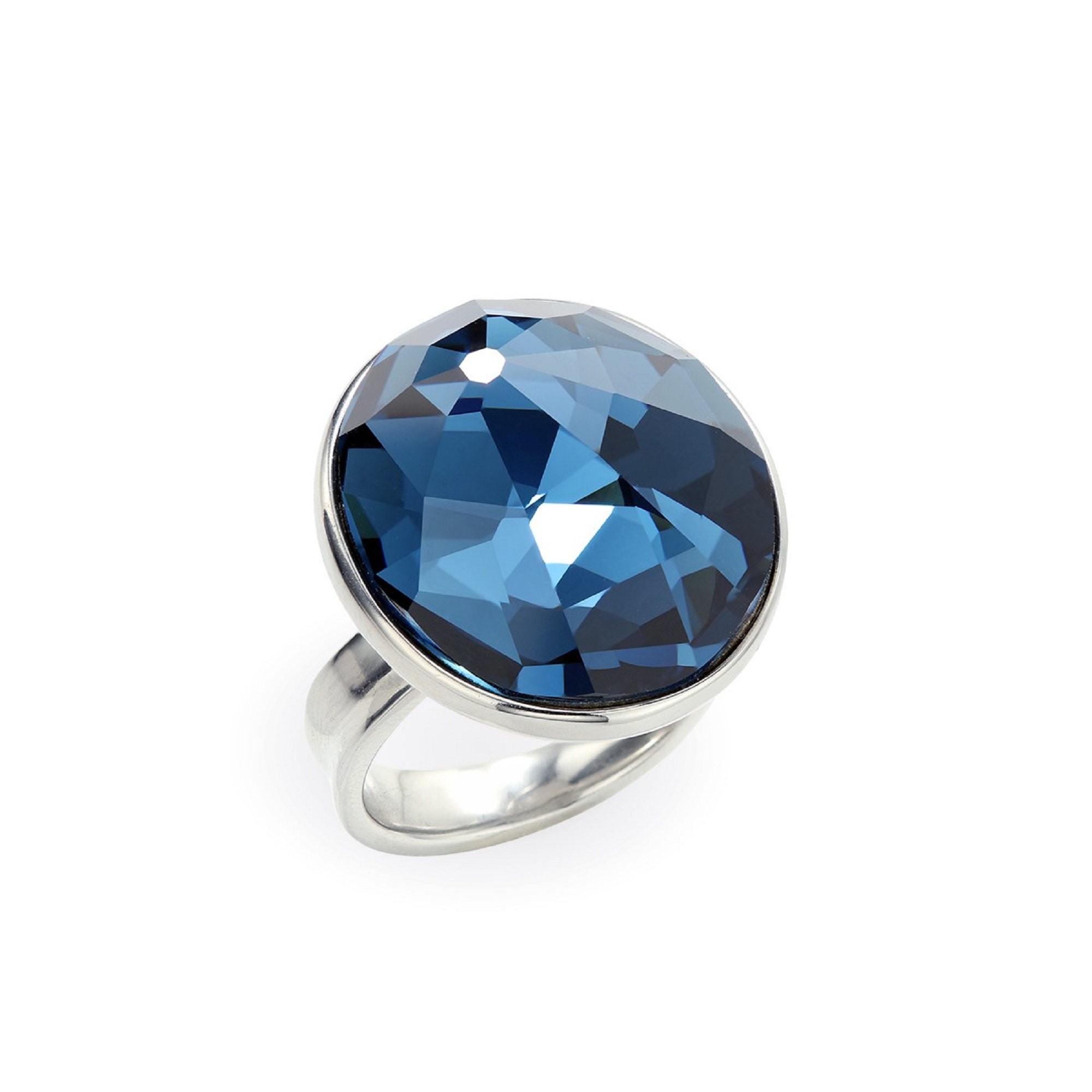 Swarovski Blue Cocktail Ring For Women Big Gemstone Statement Crystal Oval