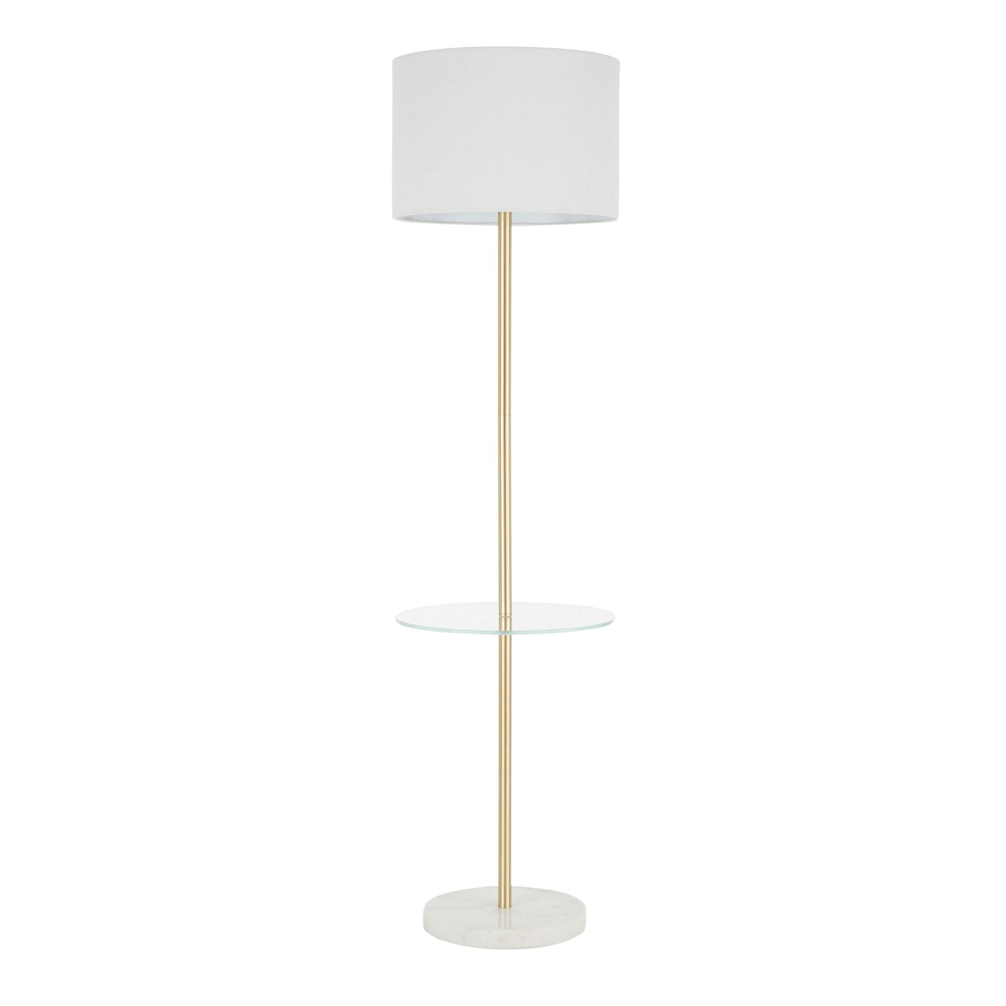 White Marble and Gold Lennox Floor Lamp with Table by World Market