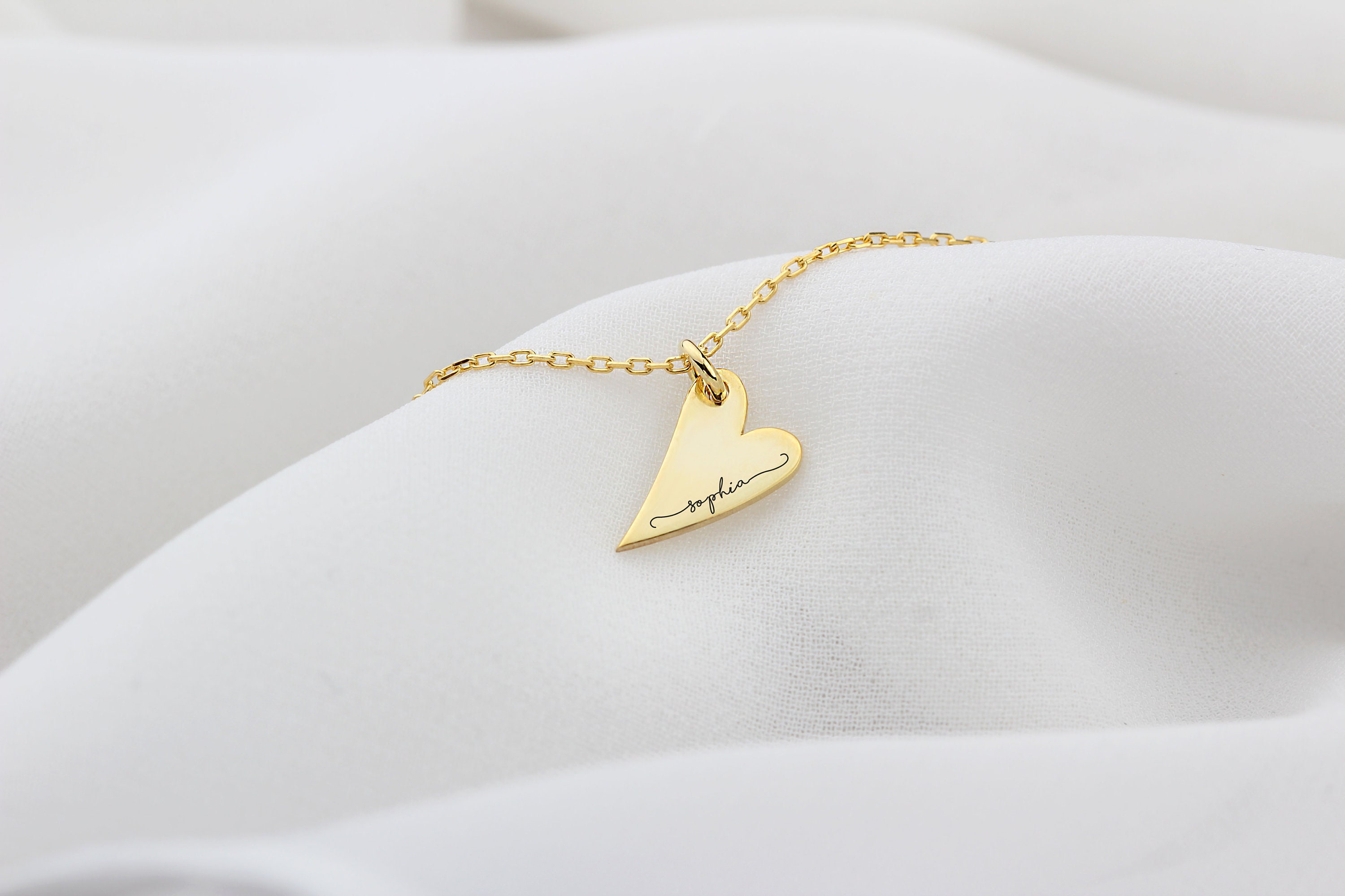 Handwrite Heart Bracelet Personalized Modern Name Custom Initial Dainty