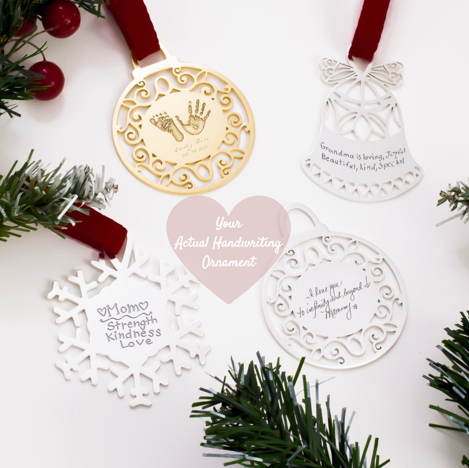 Handwriting Ornament Personalize Christmas Baby 1st Decoration Gift For Grandma cm23