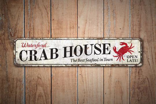 Crab House Sign - Vintage Style Custom Decor Premium Quality Rustic Metal