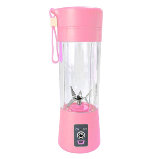 400ml Portable 6 Blades Blender USB Rechargeable Fruit Juice Cup Bottle Mixer - pink, 4