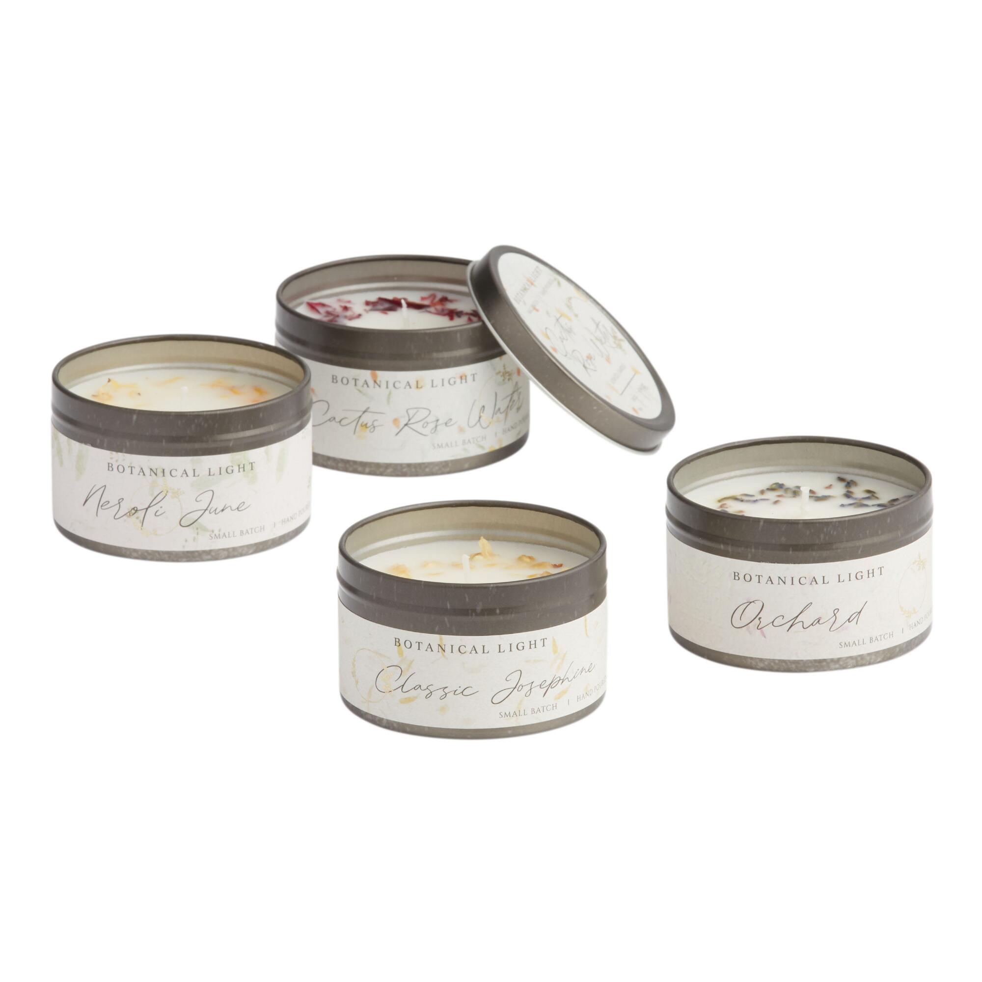Floral Botanical Antique Tin Filled Candle with Lid: Silver - Scented Wax by World Market
