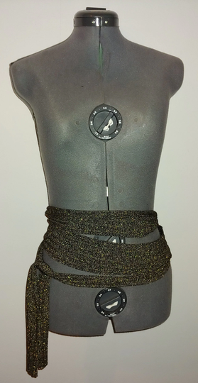 New Black & Metallic Gold Blend Poly/Nylon Multi Ways To Wrap Sca Renaissance Pirate Sash Costume 108" By 3"