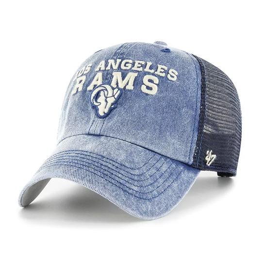 Men's '47 Navy Los Angeles Rams Drumlin Trucker Clean Up Snapback Hat, Blue