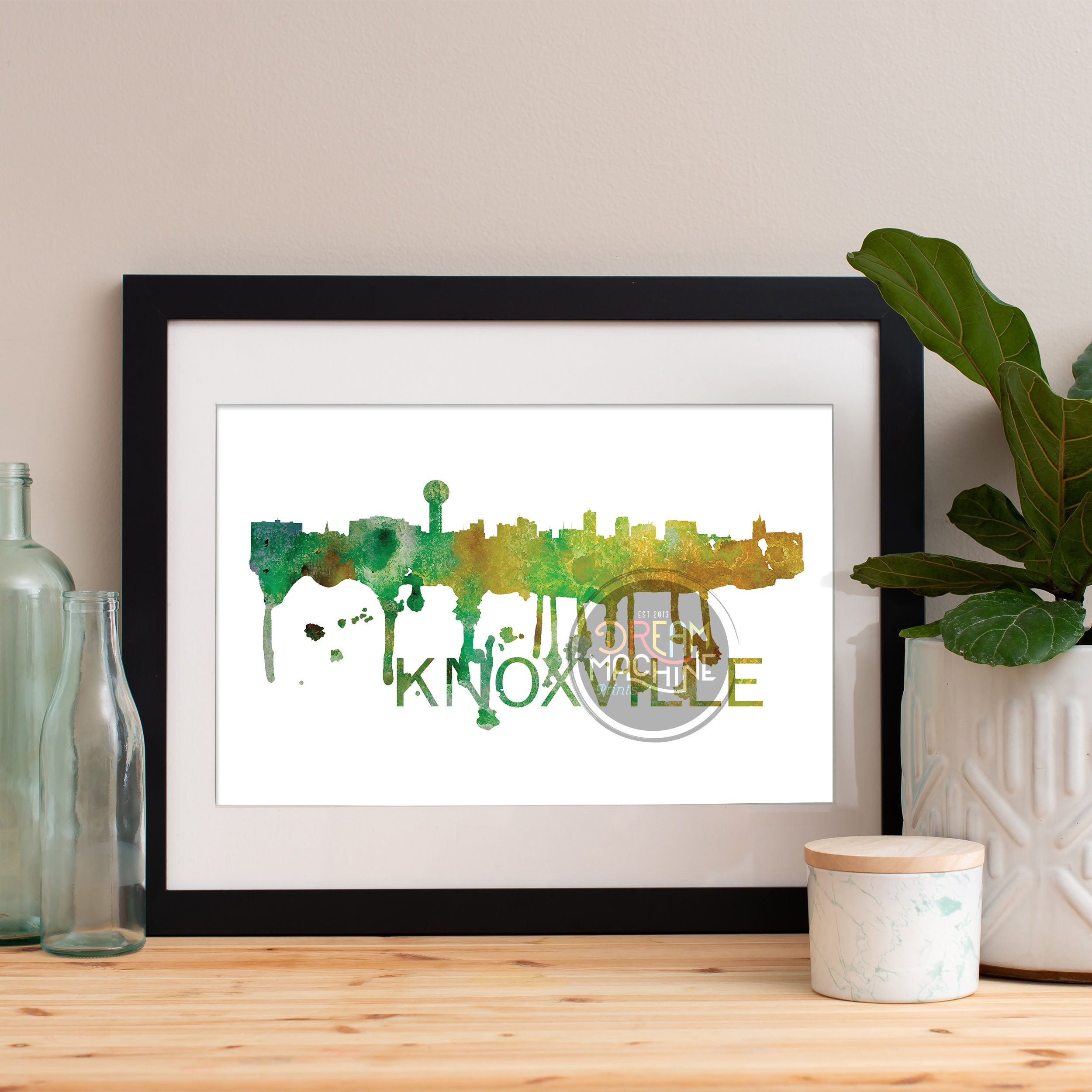 Knoxville Watercolor Skyline, Art, Poster, Print, Map