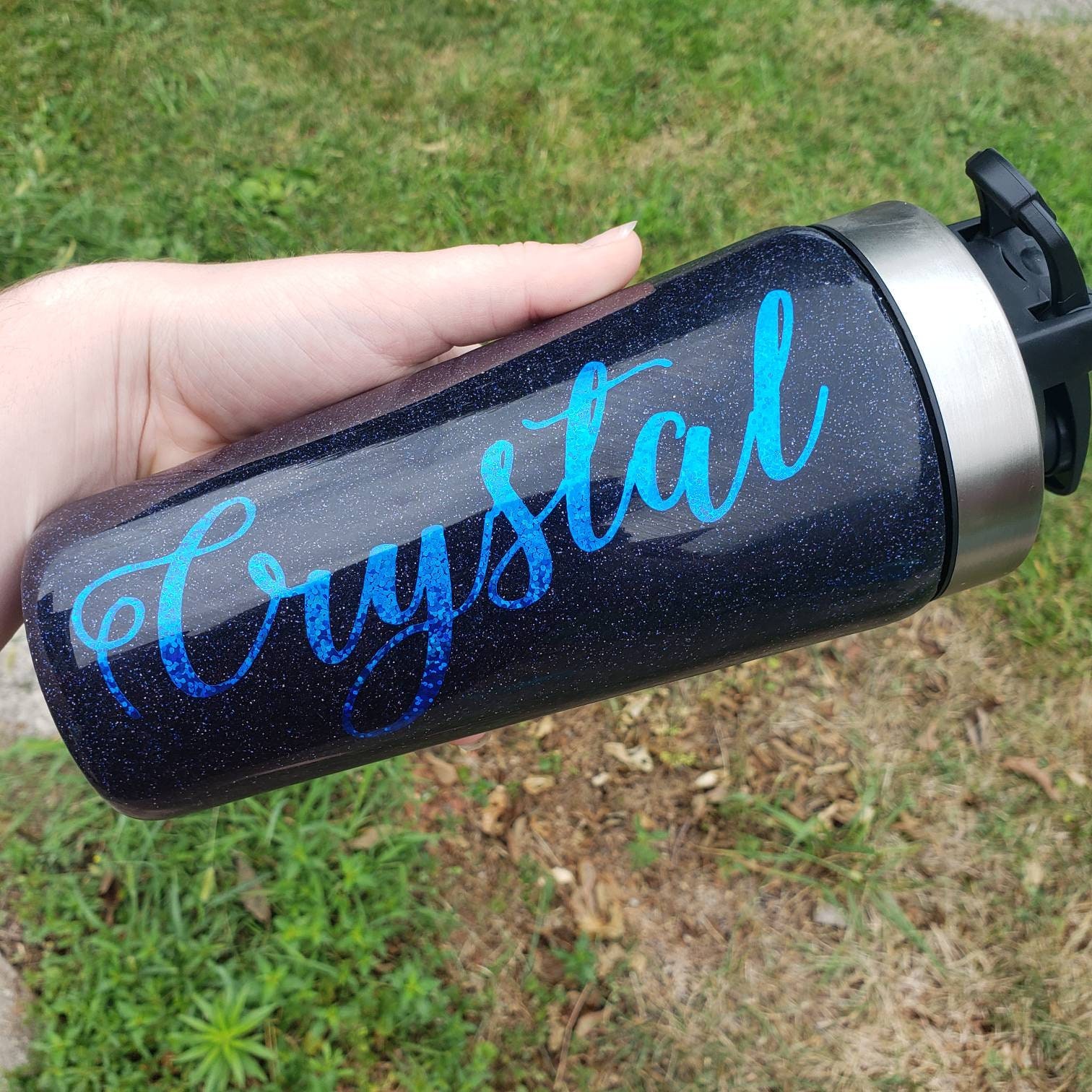 Glitter Blender Bottle - Stainless Steel Shaker Motivational Workout Gym Yoga Protien