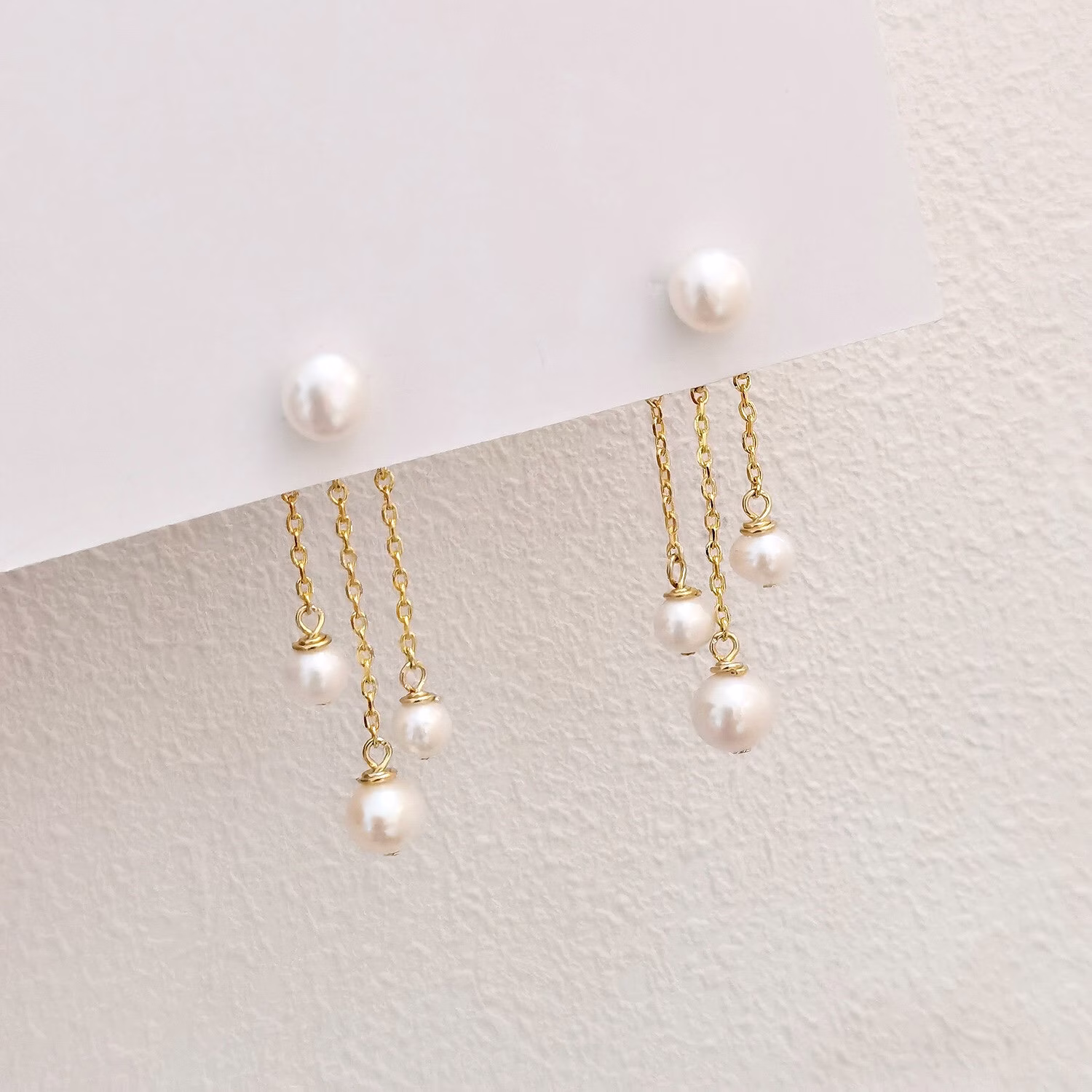 Natural Pearl Drop Gold Earrings, Wedding Earrings Bridesmaid, 16K Bridesmaid