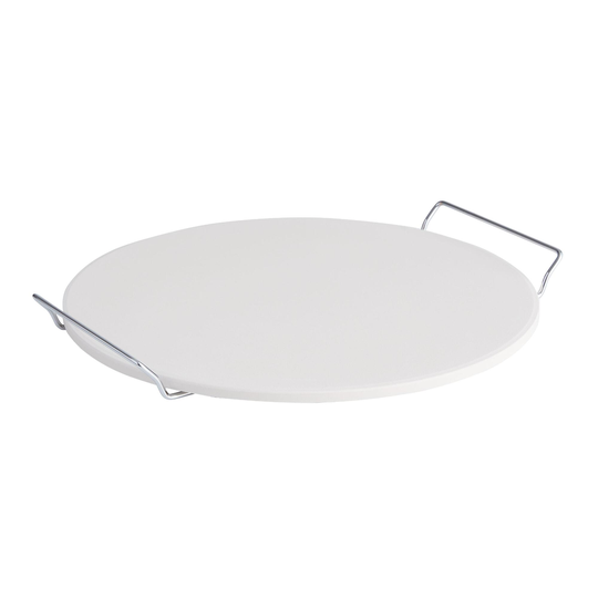 Round Natural Ceramic Pizza Baking Stone with Handles by World Market