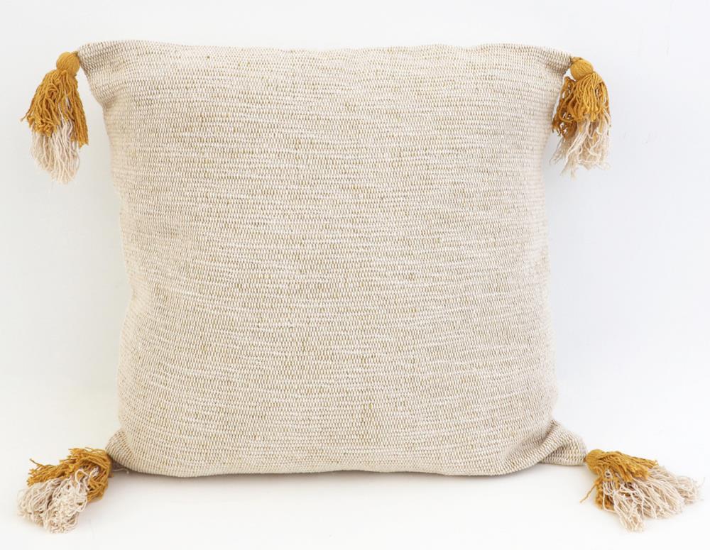 Decor Therapy Thro by Marlo Lorenz 20-in x 20-in Bamboo Woven Cotton Blend Indoor Decorative Pillow Polyester in Yellow | TH022473004E