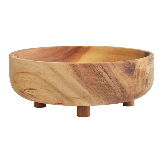 Acacia Wood Footed Serving Bowl: Brown by World Market