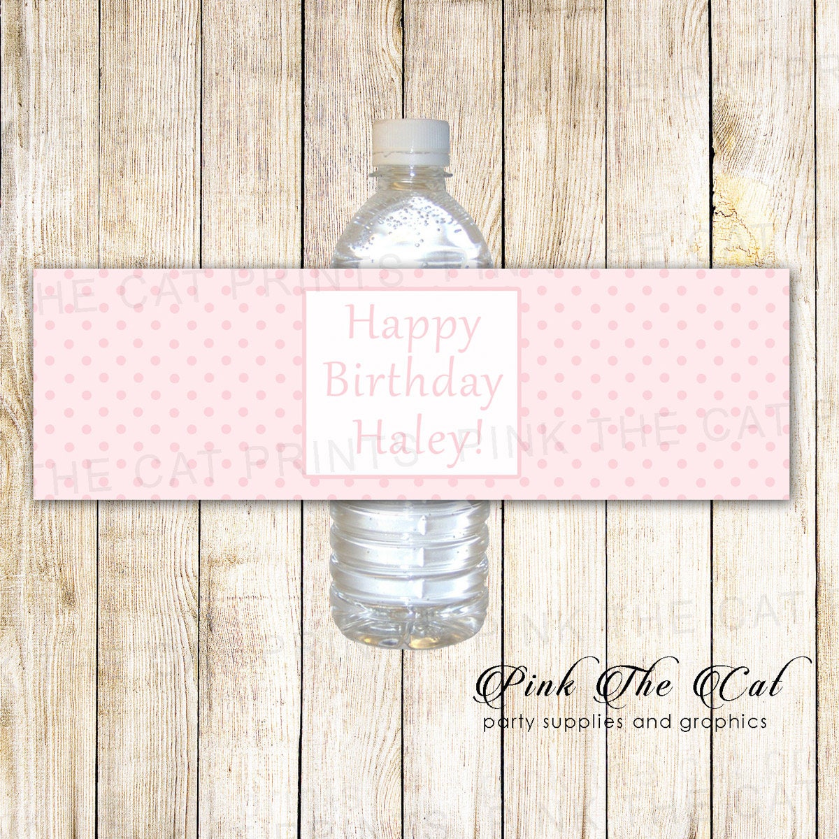 Pink Polka Dot Water Labels, Personalized Party Favors, Bottle Labels Printable, Girl Baby Shower Pink Printable
