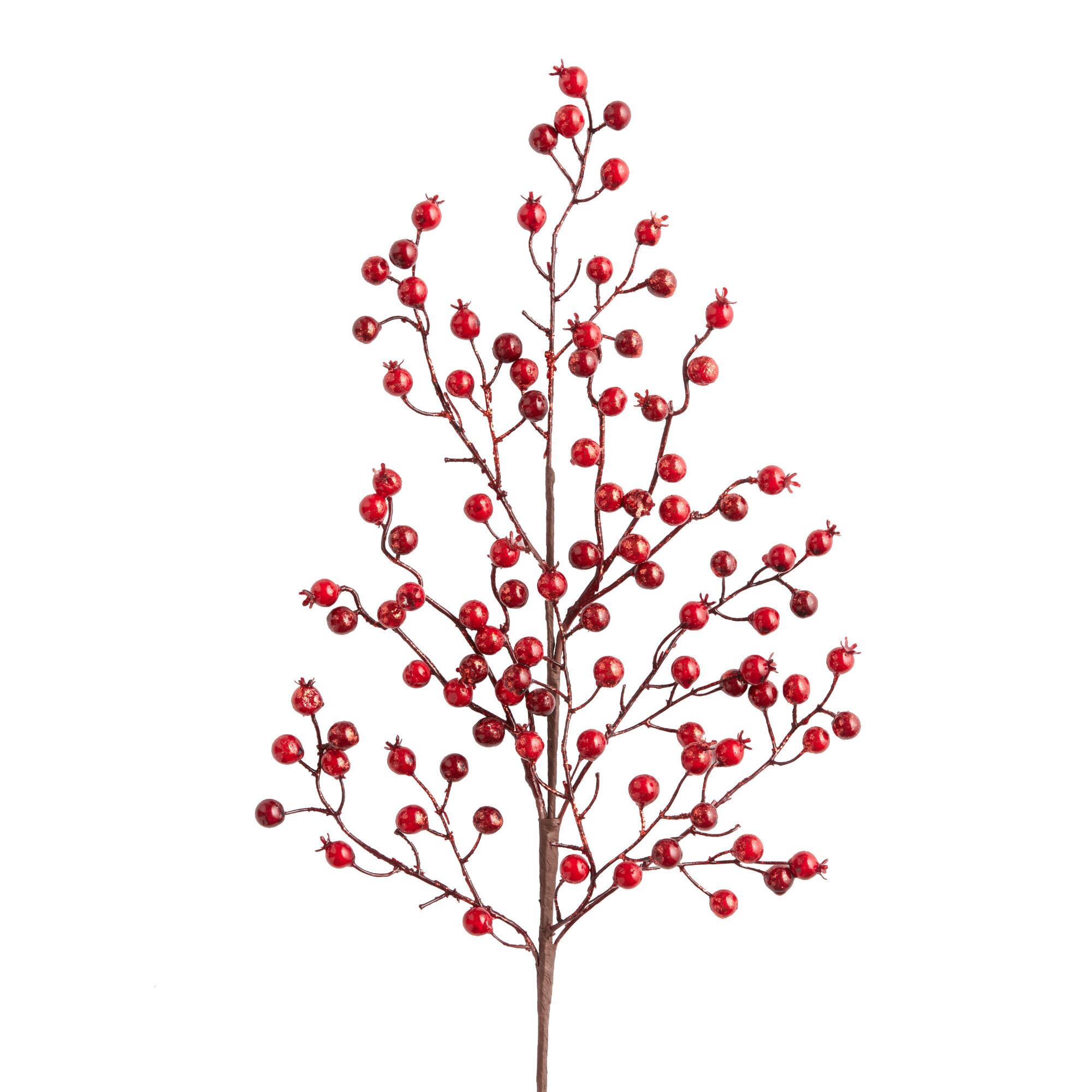 Pier Place Red Faux Berry Spray: Brown/Red - Paper by World Market