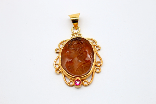 Intaglio Glass Silver Pendant Greek Mythology Carving Style Genuine Aphrodite Necklace Gift For Her