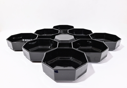 Modernist French Black Octagon Ceramic Bowl Cereal Candy Soup Dish