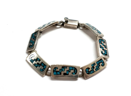 Mexican Sterling Silver Turquoise Bracelet