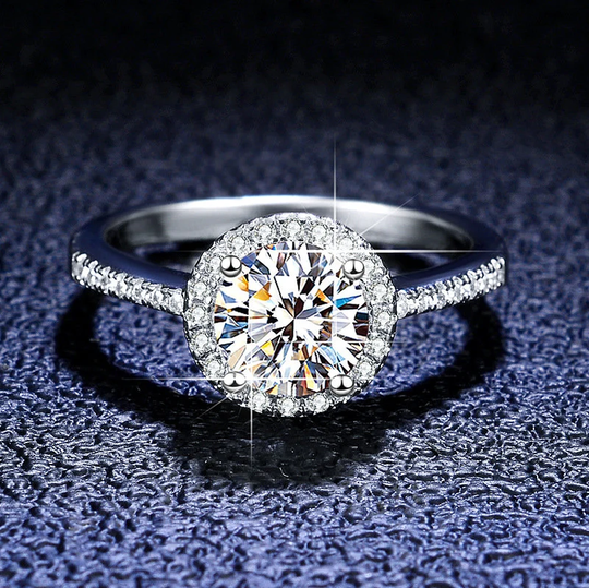 Dainty & Gorgeous Moissanite Ring 3Ct D Color Sterling Silver & 18K White Gold Plated Wedding Promise Ring