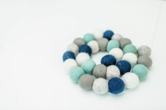 Felt Ball Garland, Felt Garland Blue, Blue Nautical Nursery, Decor, Navy, Pom