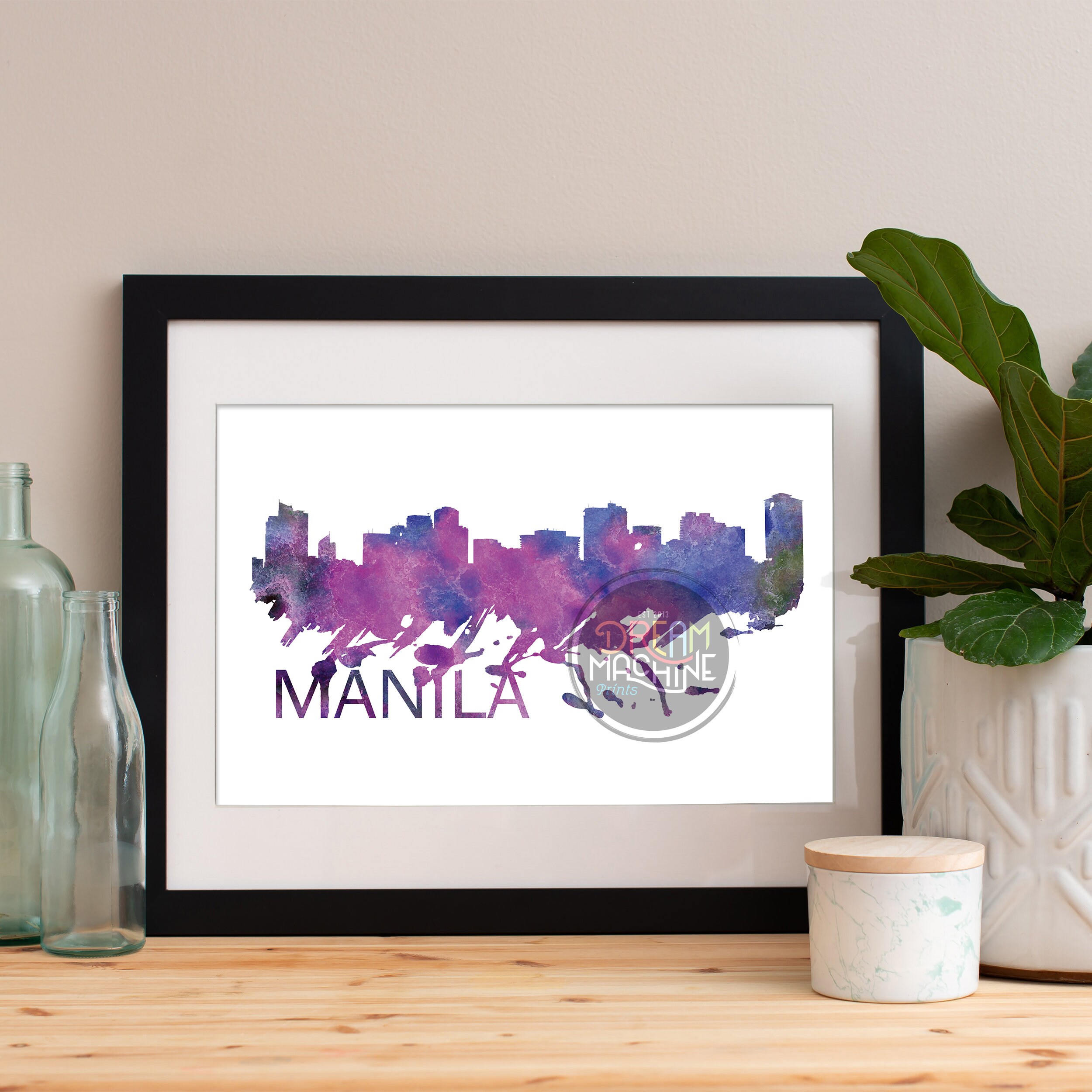 Manila Watercolor Skyline, Art, Poster, Print, Map, Wall Philippines Art