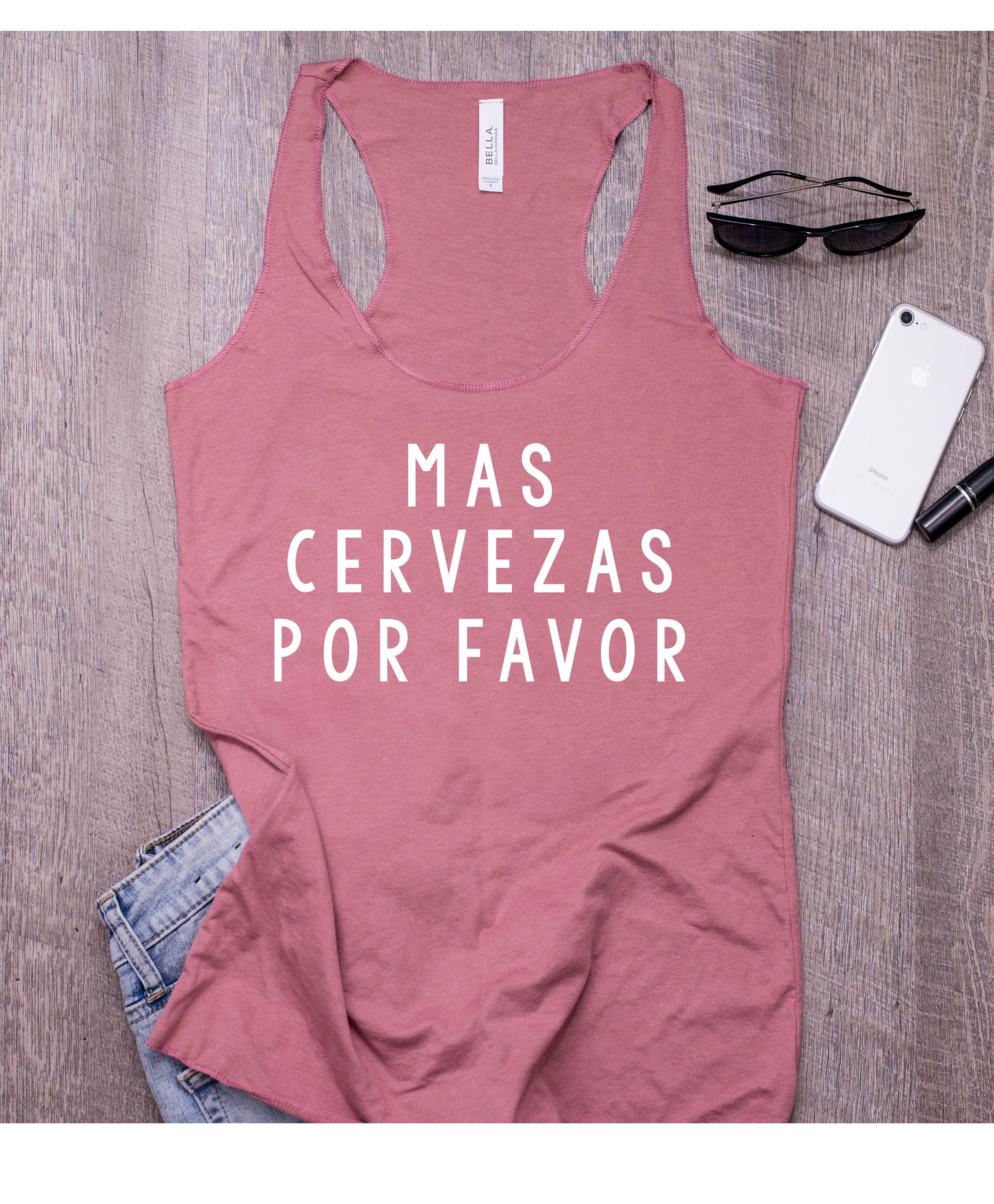 Cinco De Mayo Tank Top Mas Cervezas Por Favor - Racerback Tank Top Funny Tops For Women