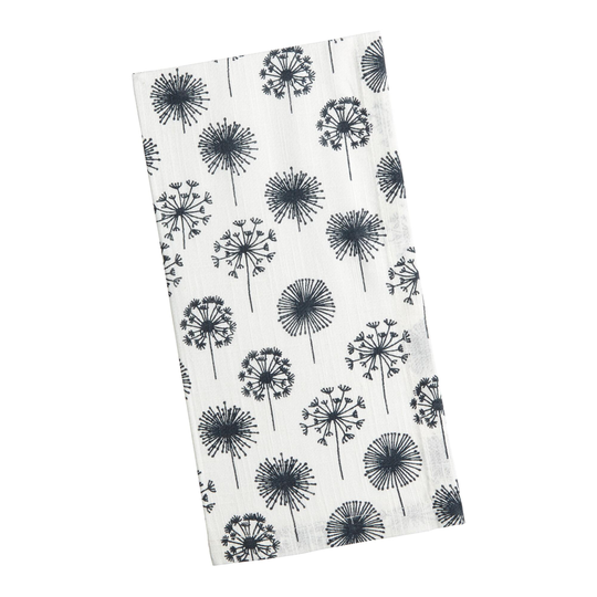 Ivory and Black Dandelion Napkins Set of 4 - Cotton - 20" Square by World Market