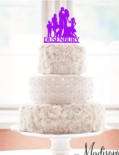 Blended Family Topper, Wedding Cake Silhouette Cake, Wedding