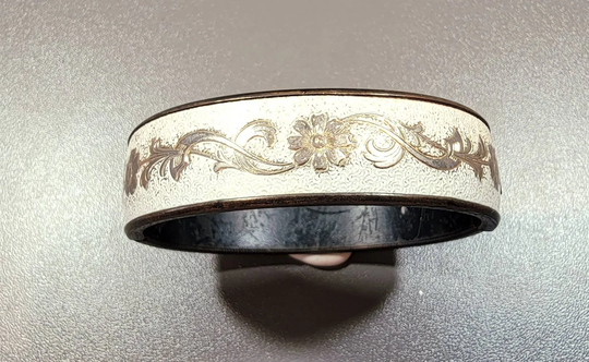 Bangle Bracelet Victorian Revival Style Cream Gold Flowers