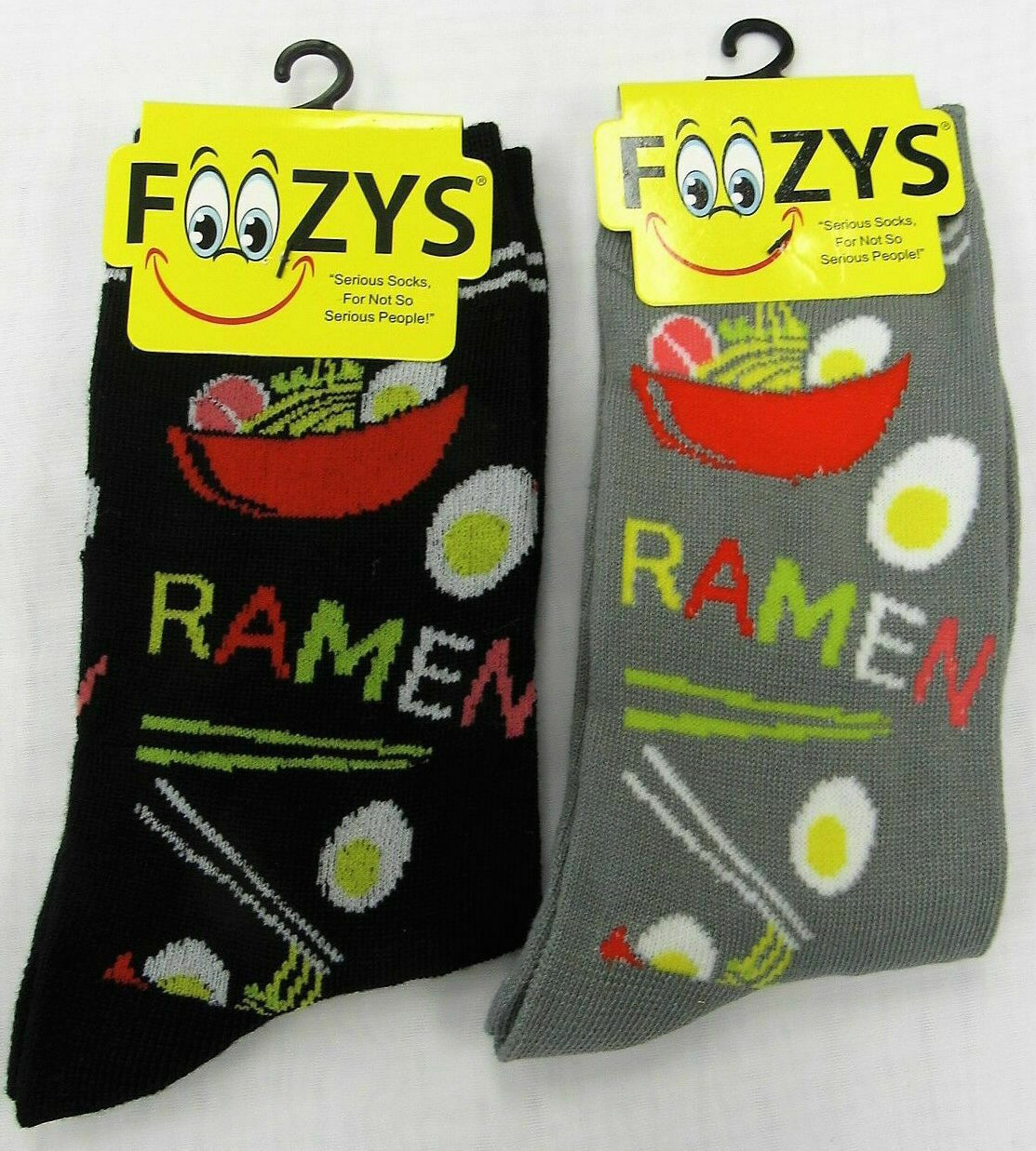 Ramen Noodles Soup Egg Stir Fry Chopsticks Fun Crew Socks Foozys Women's 2 Pair