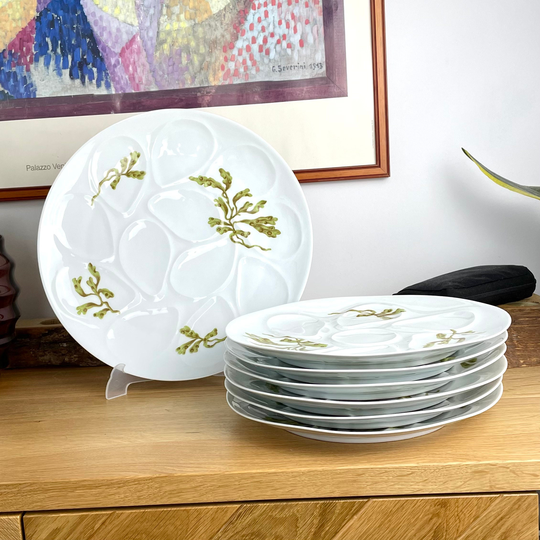 Porcelain Plates, Serving Dish, Platter, Set, Oyster, Limoges, France, Seafood, Oyster Plate, Serving, French Porcelain