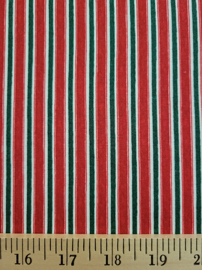 Winter Forest Red/Green/White Stripe Cotton Christmas Fabric By Wilmington Prints. Holiday/Blender/Quilting/Craft Fabric. Priced Per 1/2 Yd