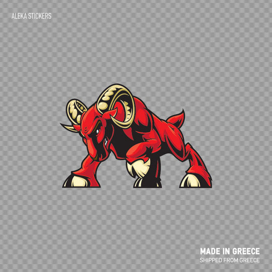 Decal Sticker Red Aggressive Ram Maskot Moto Mechanics Goat Horn Malicious Roaring W9x66