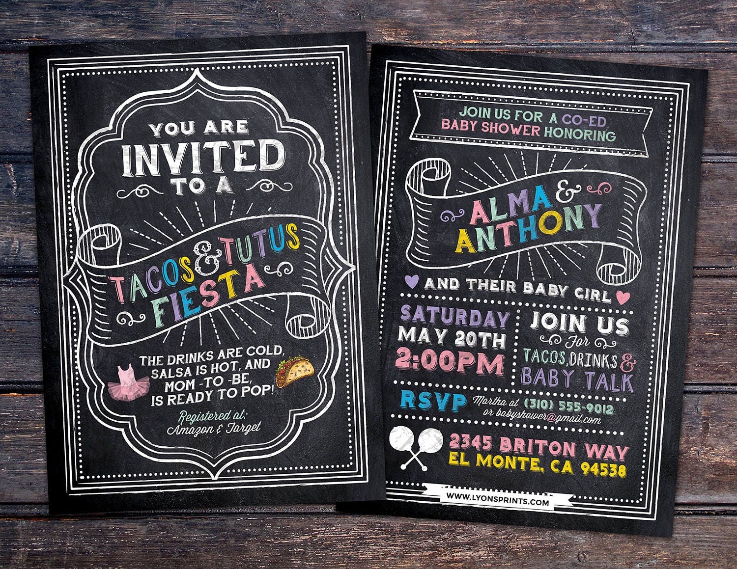 Tacos & Tutus, Chalkboard Couples Co-Ed Baby Shower Bbq Invitation - Babyq Baby Is Brewing, Girl Shower, Fiesta, Mexican