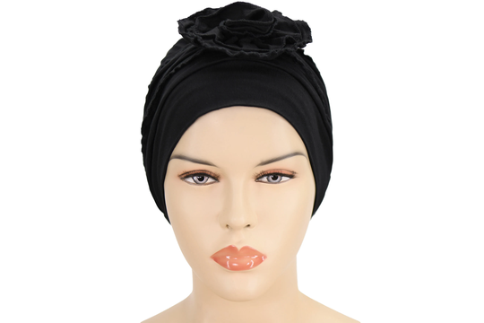 Headscarf, Front Knotted Womans Turban, Elegant Head Wear, Stylish Hat, Fashion Turban Bad Hair Day Black