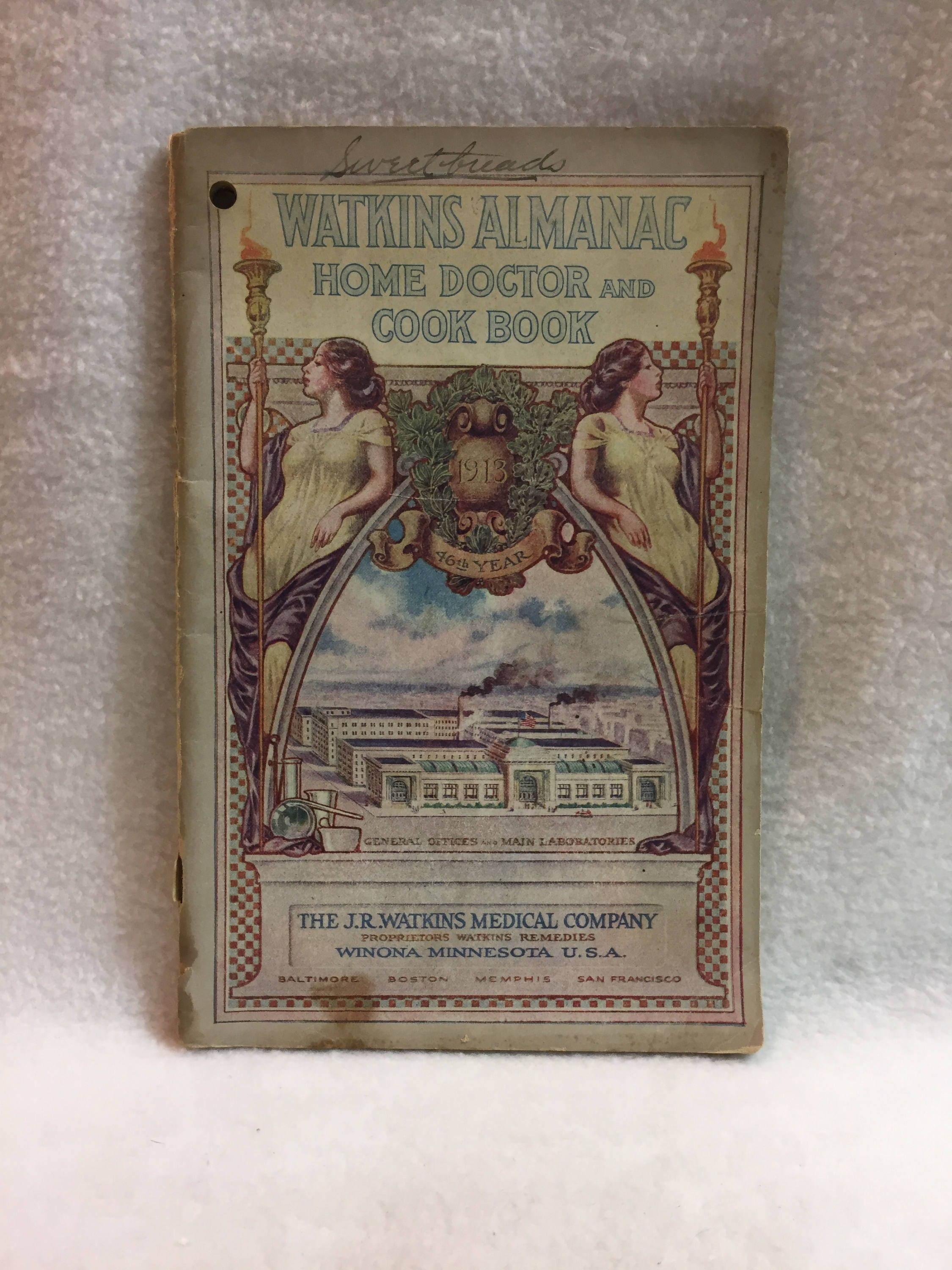 J.r. Watkins Medical Company 1913 Almanac, Home Doctor & Cook Book | #w090