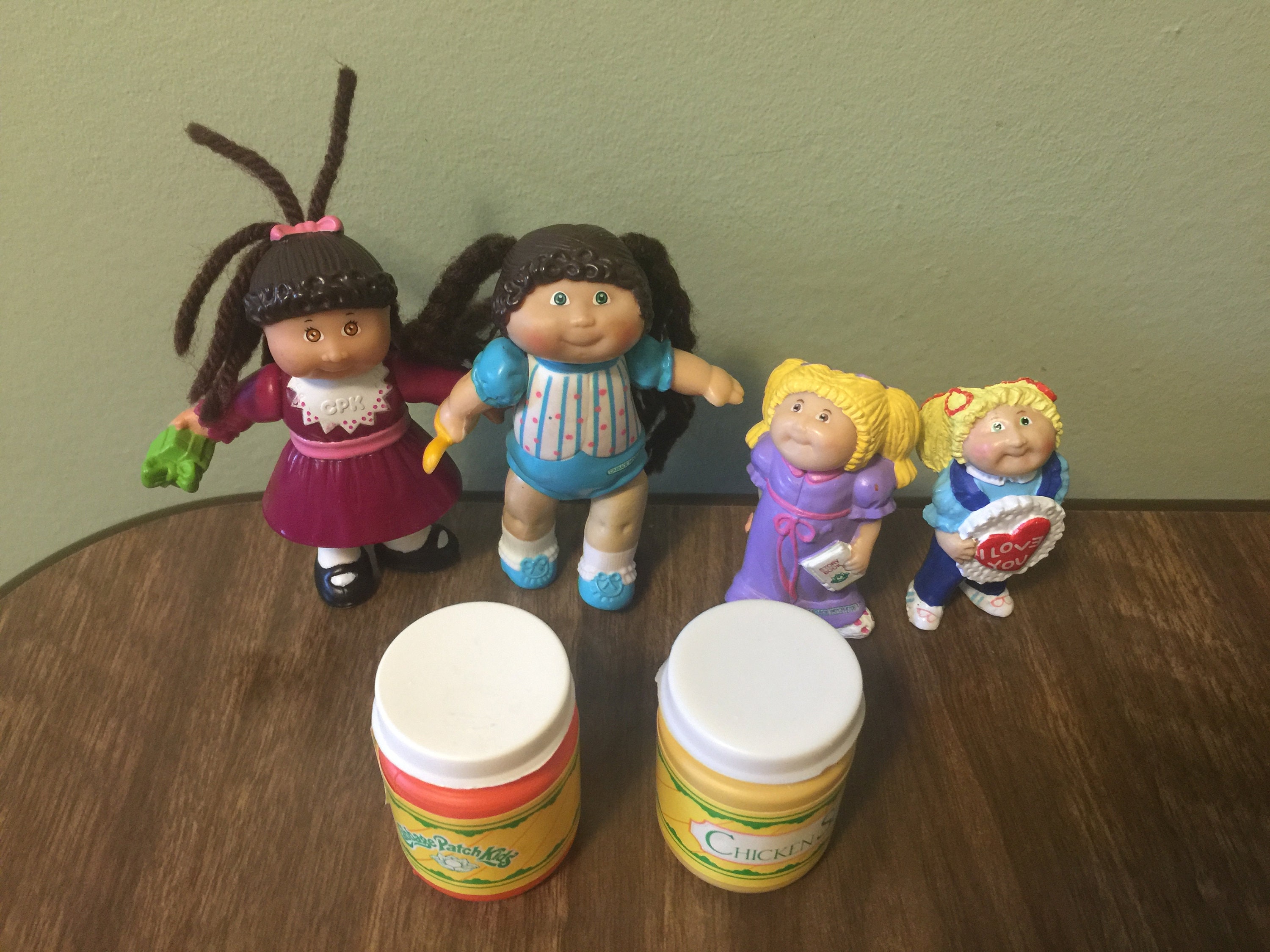 4 Vintage Cabbage Patch Kids Doll Figures Play Food Chicken Soup Orange Juice