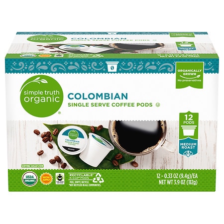 Kroger Simple Truth Organic Colombian Coffee K-Cup Pods - 0.33 oz x 12 pack