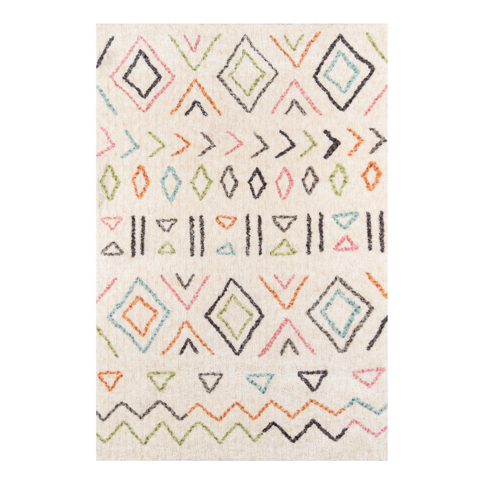 Ivory Multicolor Geometric Kaylia Area Rug by World Market