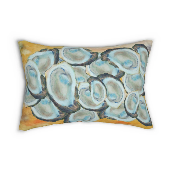 Oyster Shells Coastal Home Spun Polyester Lumbar Pillow Of My Art