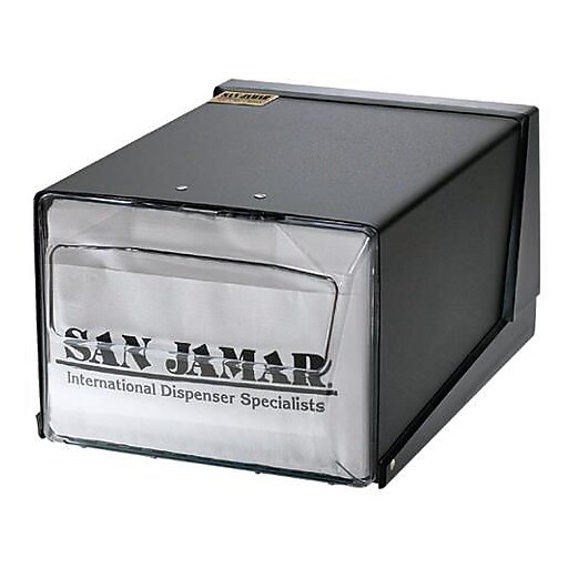 San Jamar Countertop Full-Fold Napkin Dispenser, Black/Clear (51198)