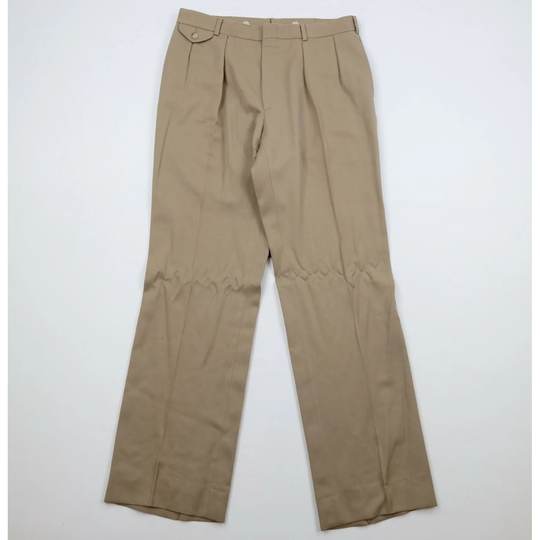 90S Ralph Lauren Mens 34x35 Wool Blend Pleated Chino Chinos Pants Brown, Vintage Pants, 1990S