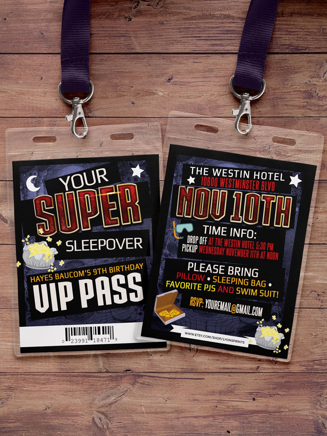 Sleepover Party Invitation/Boy Birthday Invitations Sleepover Super Hero /Digital Files Video Game