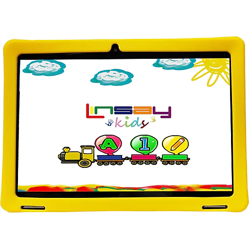 Linsay 10.1" Tablet with Case, WiFi, 2GB RAM, 32GB Storage, Android 11, Black/Yellow (F10IPKIDSY)