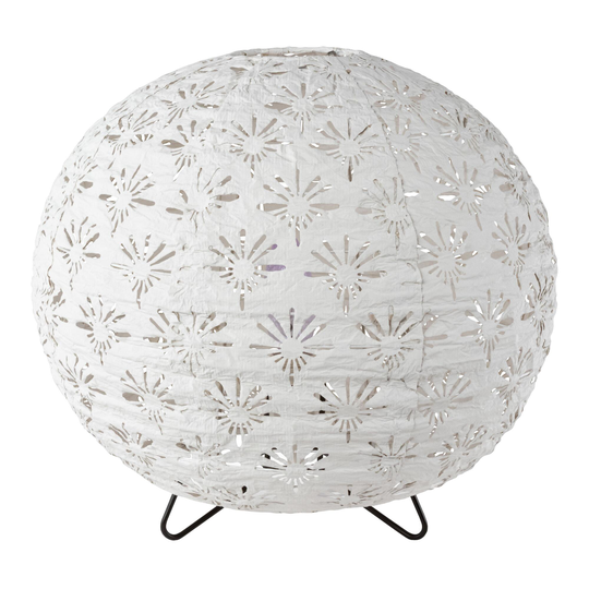 White Laser Cut Fabric Globe Neysa Accent Lamp -