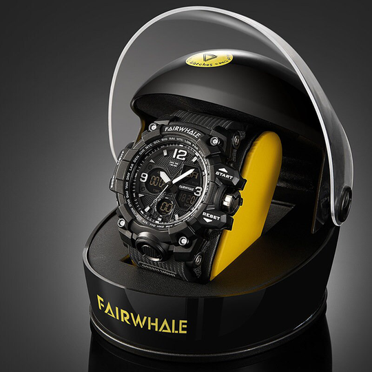Outdoor Fashion Transparent Student Watch, Waterproof Sports Luminous Dual Movement Multi-Function Electronic Watch
